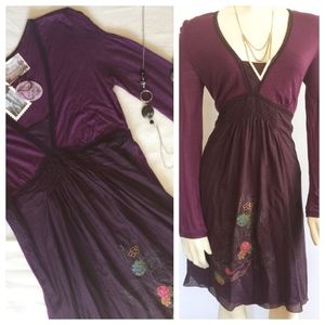 new‎ Muchacha boho knit embroidered dress L large